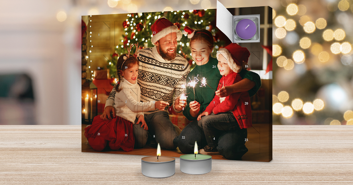 Duftkerzen-Adventskalender mit Foto
