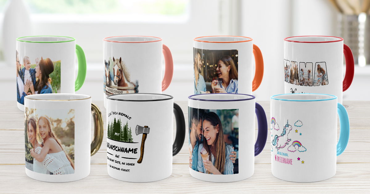 Farbige Tasse bedrucken
