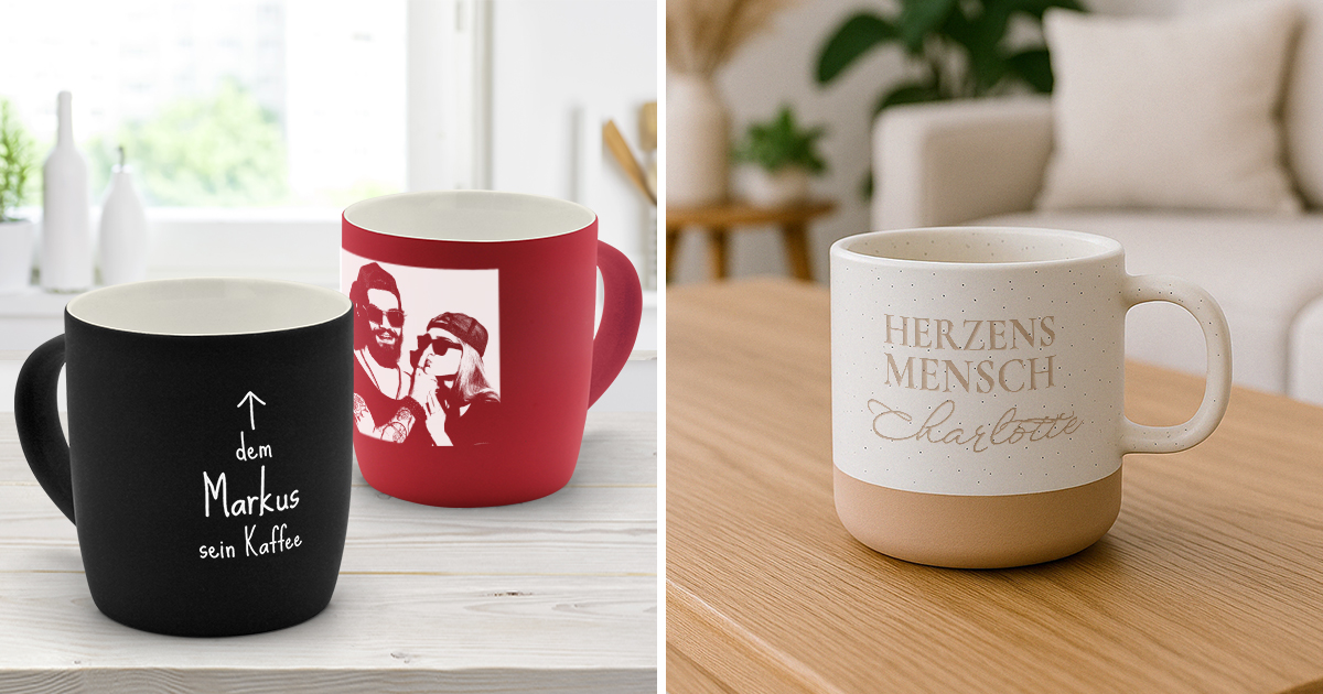 Tasse mit Gravur selbst gestalten | Foto & Name