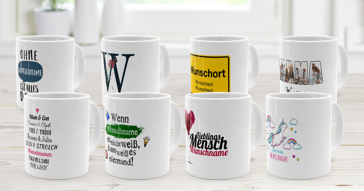 Personalisiertes Keramik-Tassen Set – Namenstasse Mit Initiale, Weiß, 325 Ml, Spülmaschinenfest, Geschenk
