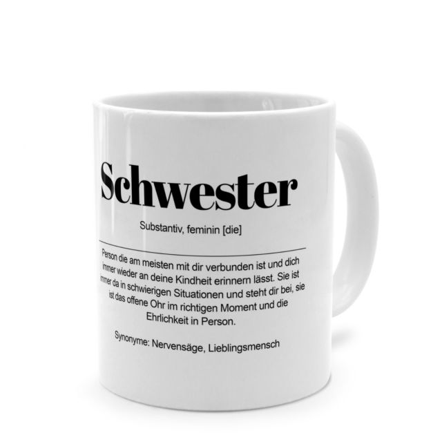 Tasse mit Definition 'Schwester'