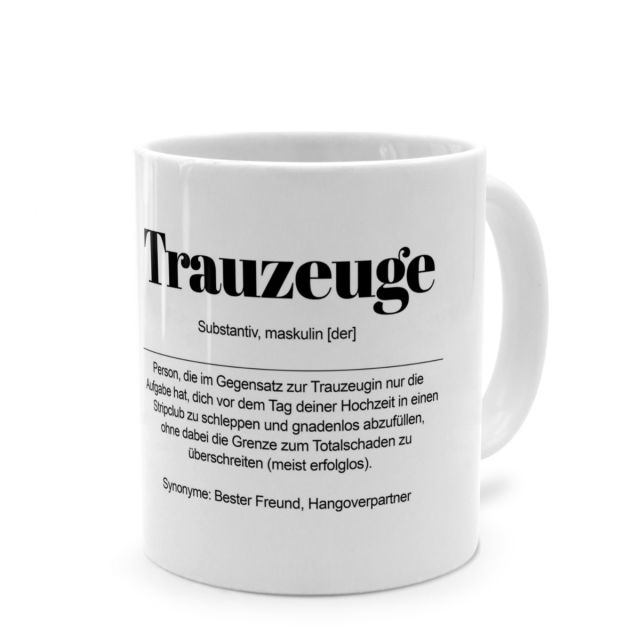 Tasse mit Definition 'Trauzeuge'
