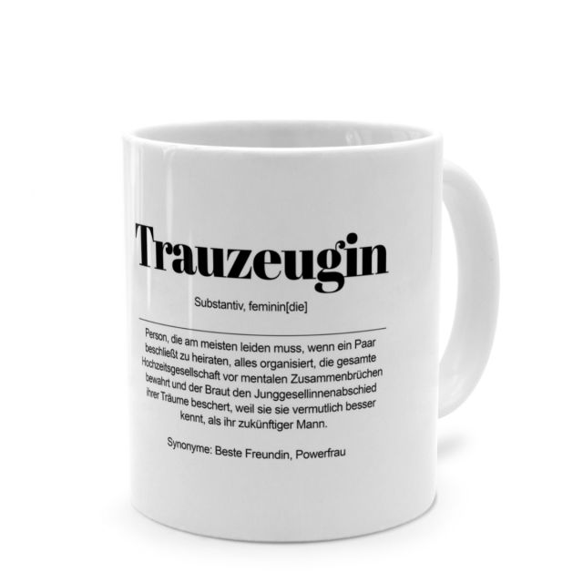 Tasse mit Definition 'Trauzeugin'