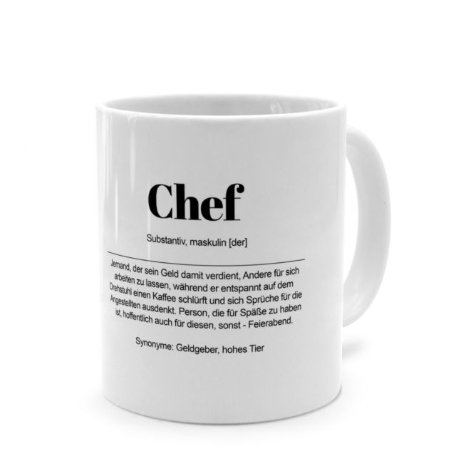 Tasse mit Definition 'Chef'