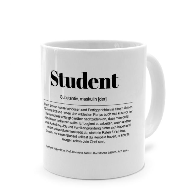 Tasse mit Definition 'Student'