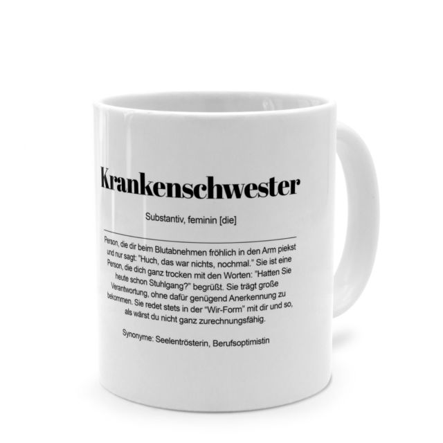 Tasse mit Definition 'Krankenschwester'