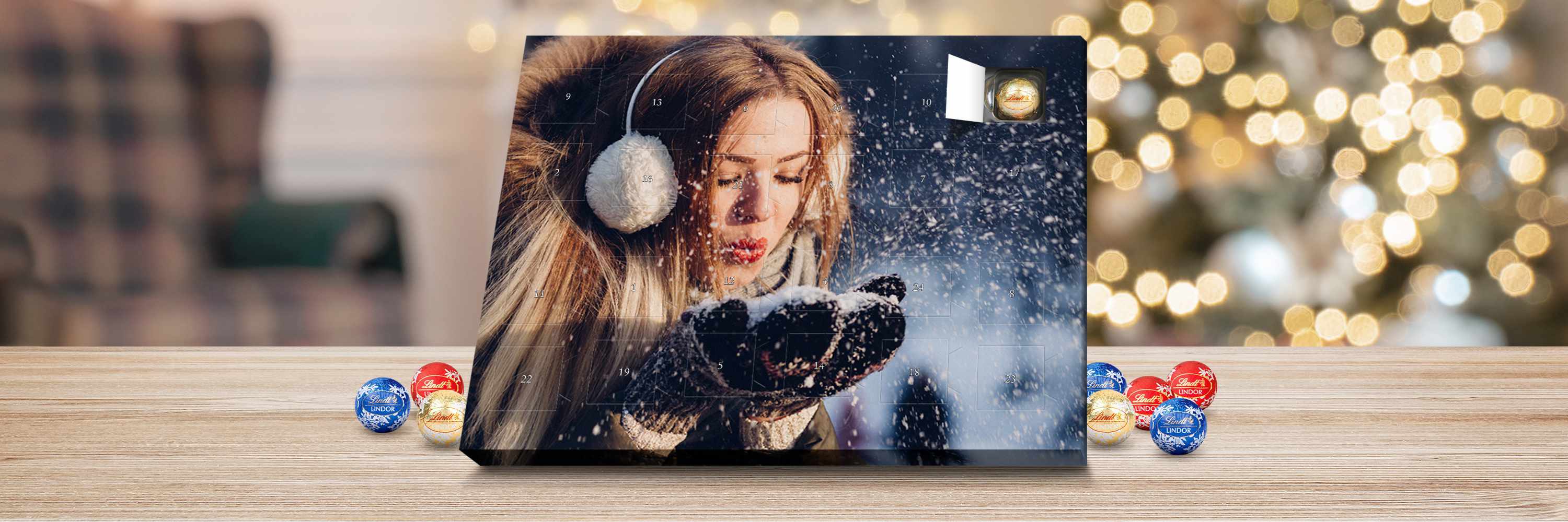 Personalisierte Foto-Adventskalender Lindt LINDOR mit eigenem Foto gestalten